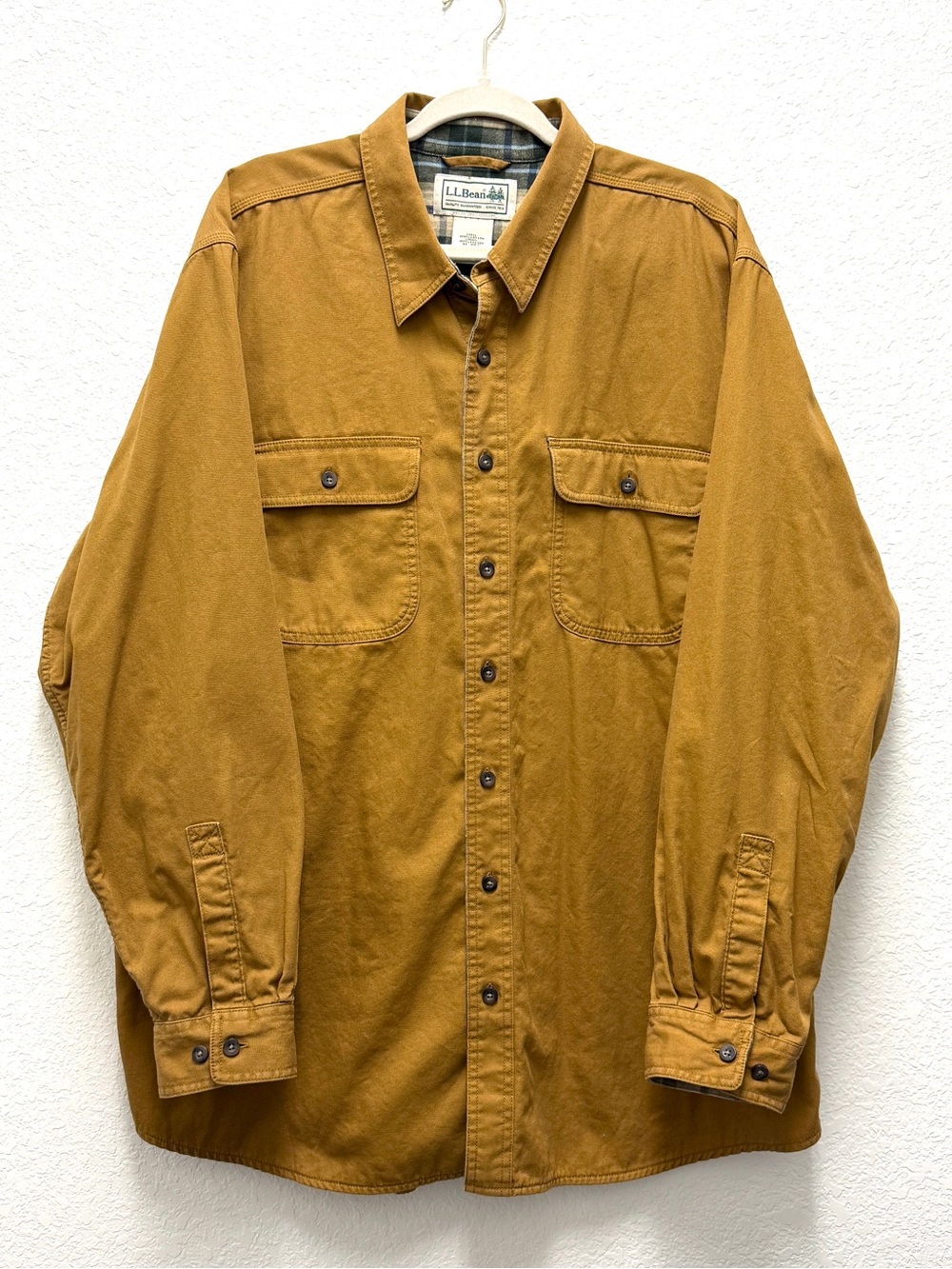 Vintage L.L. Bean Men's XL Chamois Flannel Lined Hurricane Long Sleeve Shirt VTG